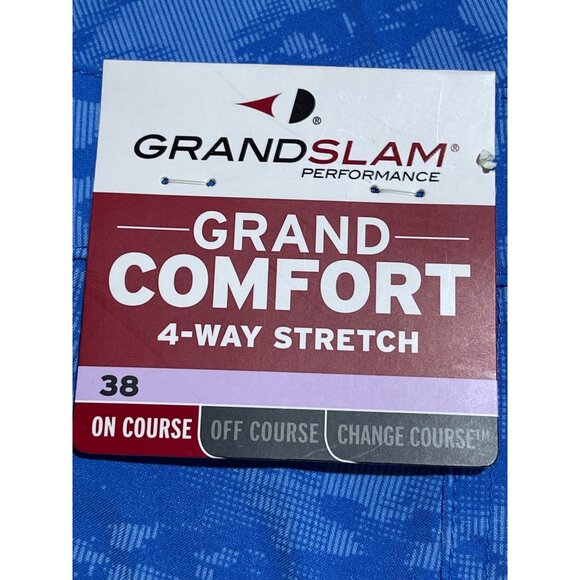 Grand Slam Mens Size 38 Blue Camo Print Golf Shorts 4-Way Stretch - Picture 9 of 12